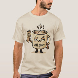 Camiseta Ilustração de mascote de café adorável e sonolento