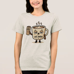 Camiseta Ilustração de mascote de café sonolento fofo ao ac