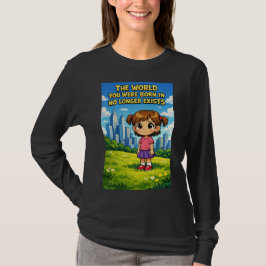 Camiseta Ilustração de Menina de Desenho Animado Perdendo a