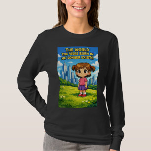 Camiseta Ilustração de Menina de Desenho Animado Perdendo a