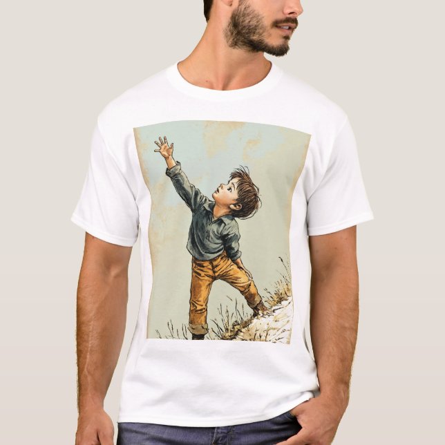 Camiseta "Ilustração de Menino Desenhado à Mão - Escoteiro  (Frente)