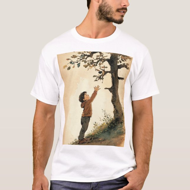 Camiseta "Ilustração de Menino Desenhado à Mão - Escoteiro  (Frente)