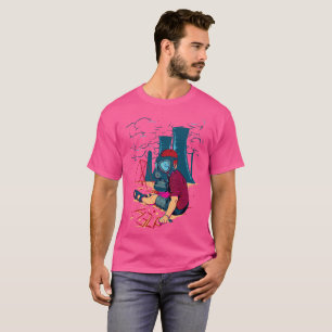 Camiseta ilustração de menino usando máscara de gás,homens 