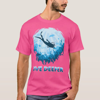 Camiseta Ilustração de Mergulhador Aquático Mergulhe Mais F
