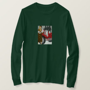 Camiseta Ilustração de Moda de Inverno Vintage Elegante dos