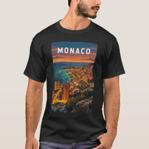 Camiseta Ilustração de Mônaco Viagem Arte Vintage