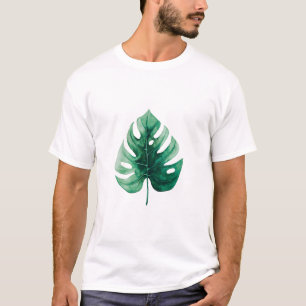 Camiseta Ilustração de Monstera Verde de Na moda Watercolor