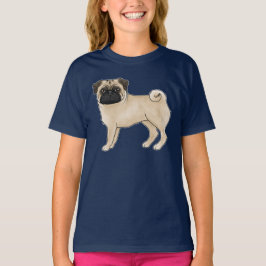 Camiseta Ilustração de Mops com Design de Raça de Cachorro 