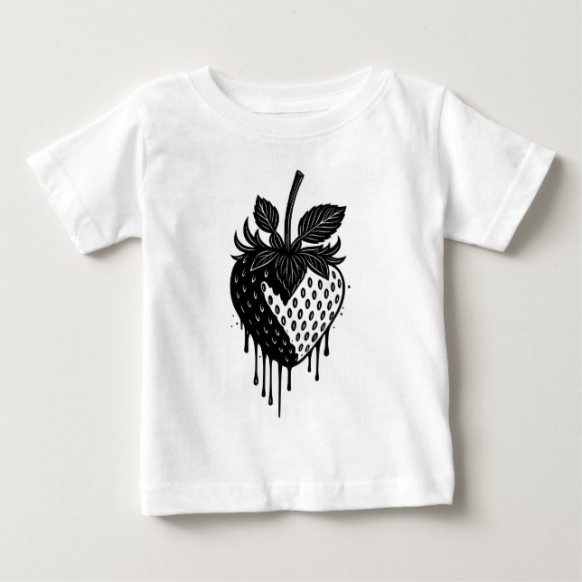 Camiseta Ilustração de Morango com Gotejamento Derretido (Frente)