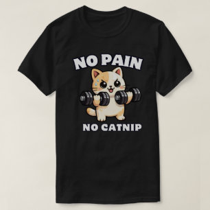 Camiseta Ilustração de Motivação para Treino de Gato Engraç