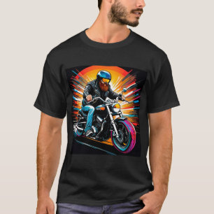 Camiseta Ilustração de Moto com Piloto