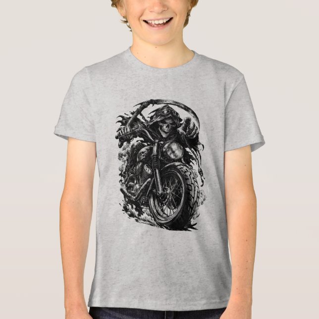 Camiseta Ilustração de Motociclista da Morte (Frente)