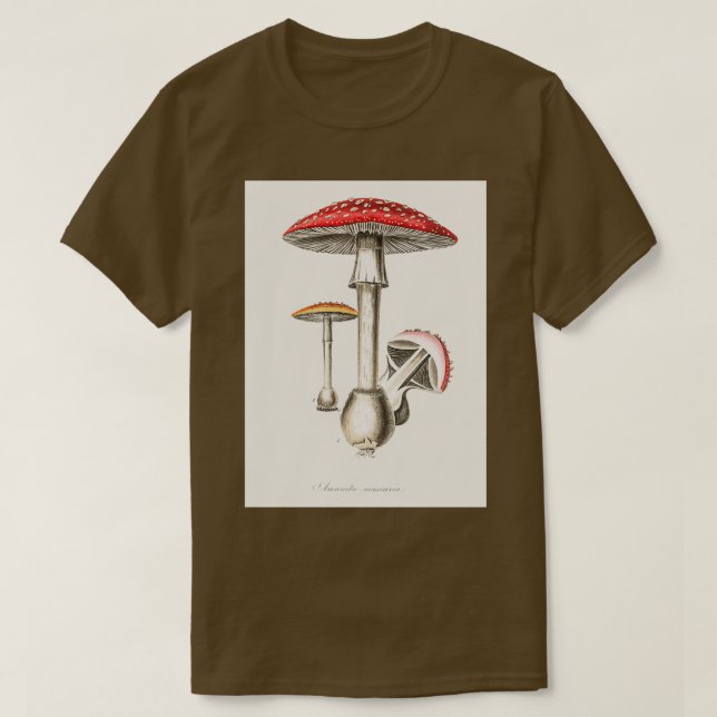 Camiseta Ilustração de muscaria Amanita de Botânica Médica (Frente do Design)