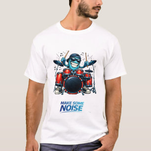 Camiseta Ilustração de Música de Personagem de Baterista Az