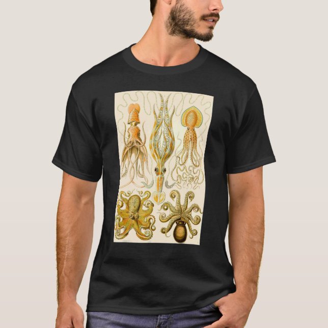 Camiseta Ilustração de Octopus Submarino Vintage (Frente)