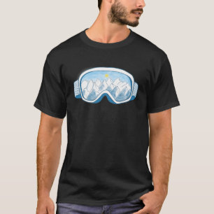 Camiseta Ilustração de Óculos de Esqui de Montanha