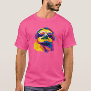 Camiseta Ilustração de Óculos Lentos Imagem de Cores Aquáti