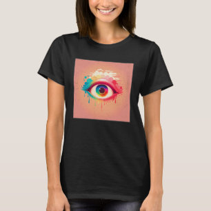 Camiseta Ilustração de Olho de Arco-Íris Fofo Lágrimas Colo