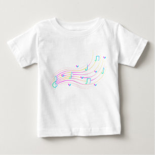 Camiseta Ilustração de onda de nota musical neon