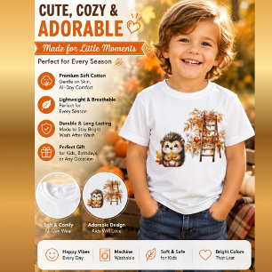 Camiseta Ilustração de ouriço-cacheiro fofo de outono com e