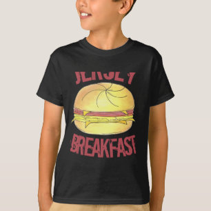 Camiseta Ilustração de Ovo de Rolo de Porco no Café da Manh