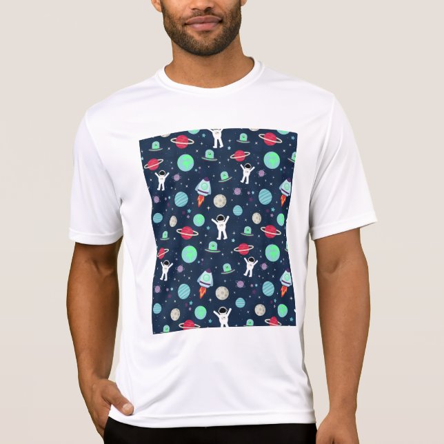 Camiseta ilustração de padrão espacial (Frente)