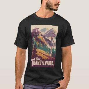 Camiseta Ilustração de Paisagem da Transilvânia Arte de Via