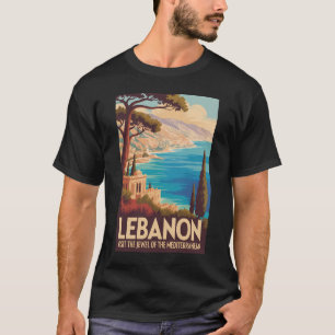 Camiseta Ilustração de Paisagem do Líbano Arte de Viagem Vi