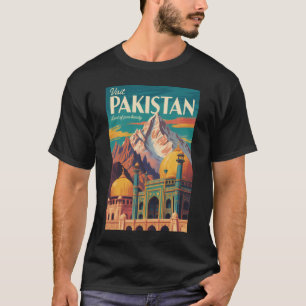 Camiseta Ilustração de Paisagem do Paquistão Arte de Viagem