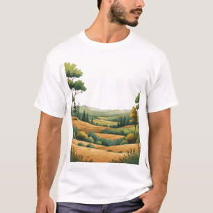 Camiseta Ilustração de Paisagem Orgânica com Terras