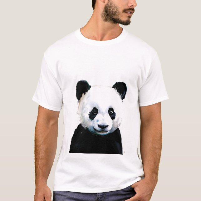 Camiseta Ilustração de Panda de Cores Aquáticas (Frente)