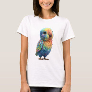 Camiseta Ilustração de Papagaio Arco-Íris Fofo para Mulhere