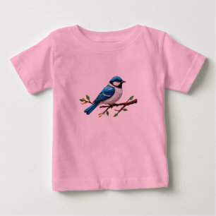 Camiseta Ilustração de passarinho azul no galho
