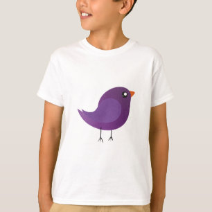 Camiseta Ilustração de Passarinho Roxo Fofo