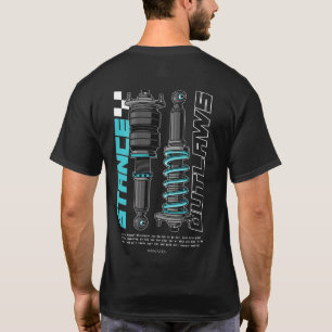 Camiseta Ilustração de Peças de Carro de Stance