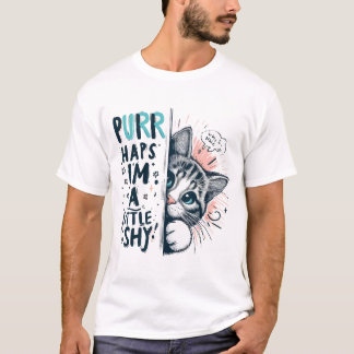 Camiseta Ilustração de Peeking de Gato Tímido