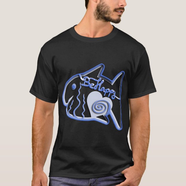Camiseta Ilustração de peixe azul (Frente)
