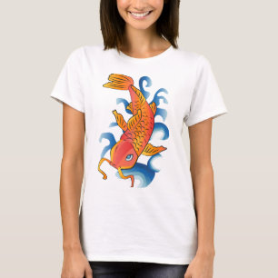 Camiseta Ilustração de Peixe de Natação Koi