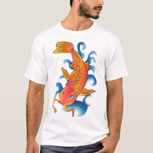Camiseta Ilustração de Peixe de Natação Koi