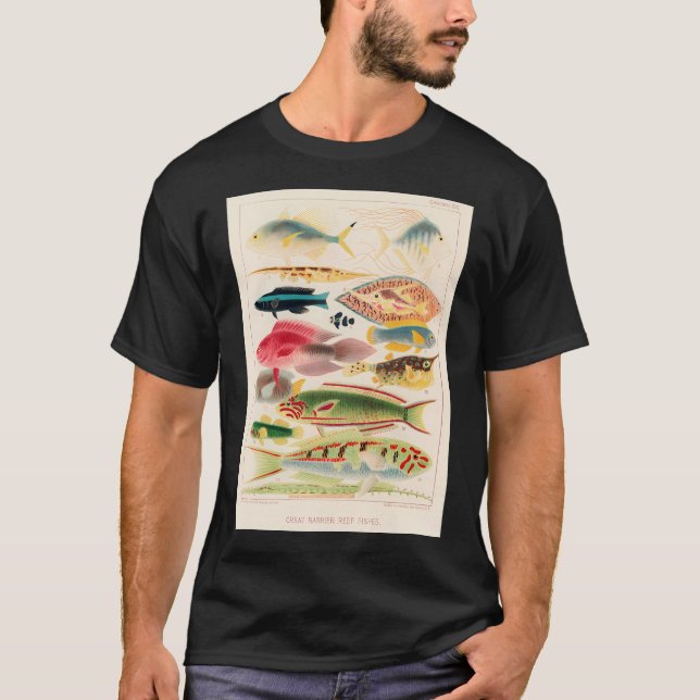 Camiseta Ilustração De Peixes De Recife De Barreira excelen (Frente)