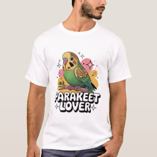 Camiseta Ilustração de Periquito Fofo   Arte de Pássaro Col