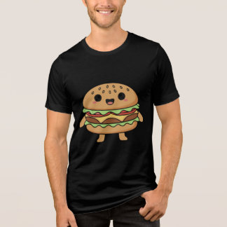 Camiseta Ilustração de personagem de comida fofa (hamburger