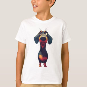 Camiseta Ilustração de Personagem de Dachshund Caprichosa