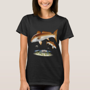 Camiseta Ilustração de Pesca Costeira de Robalo Vermelho