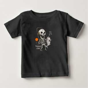 Camiseta Ilustração de pesca de esqueleto desenhado à mão