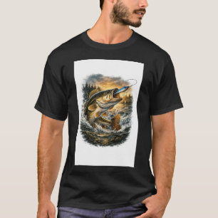 Camiseta Ilustração de Pesca de Robalo de Boca Larga