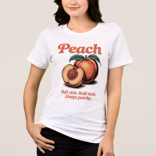 Camiseta Ilustração de Pêssego Vintage - Pele Suave, Sabor 