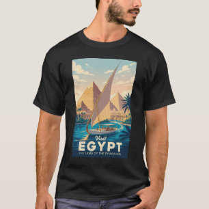 Camiseta Ilustração de Pirâmide do Egito Arte de Viagem Vin