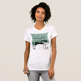 Camiseta Ilustração de Plantas Tropicais do Gato Preto da S