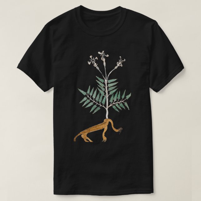 Camiseta Ilustração de Plantlion Voynich Manuscript Plant (Frente do Design)
